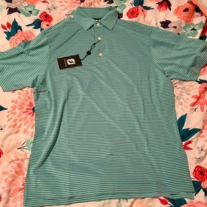 Men’s FootJoy Green Striped Golf Polo
